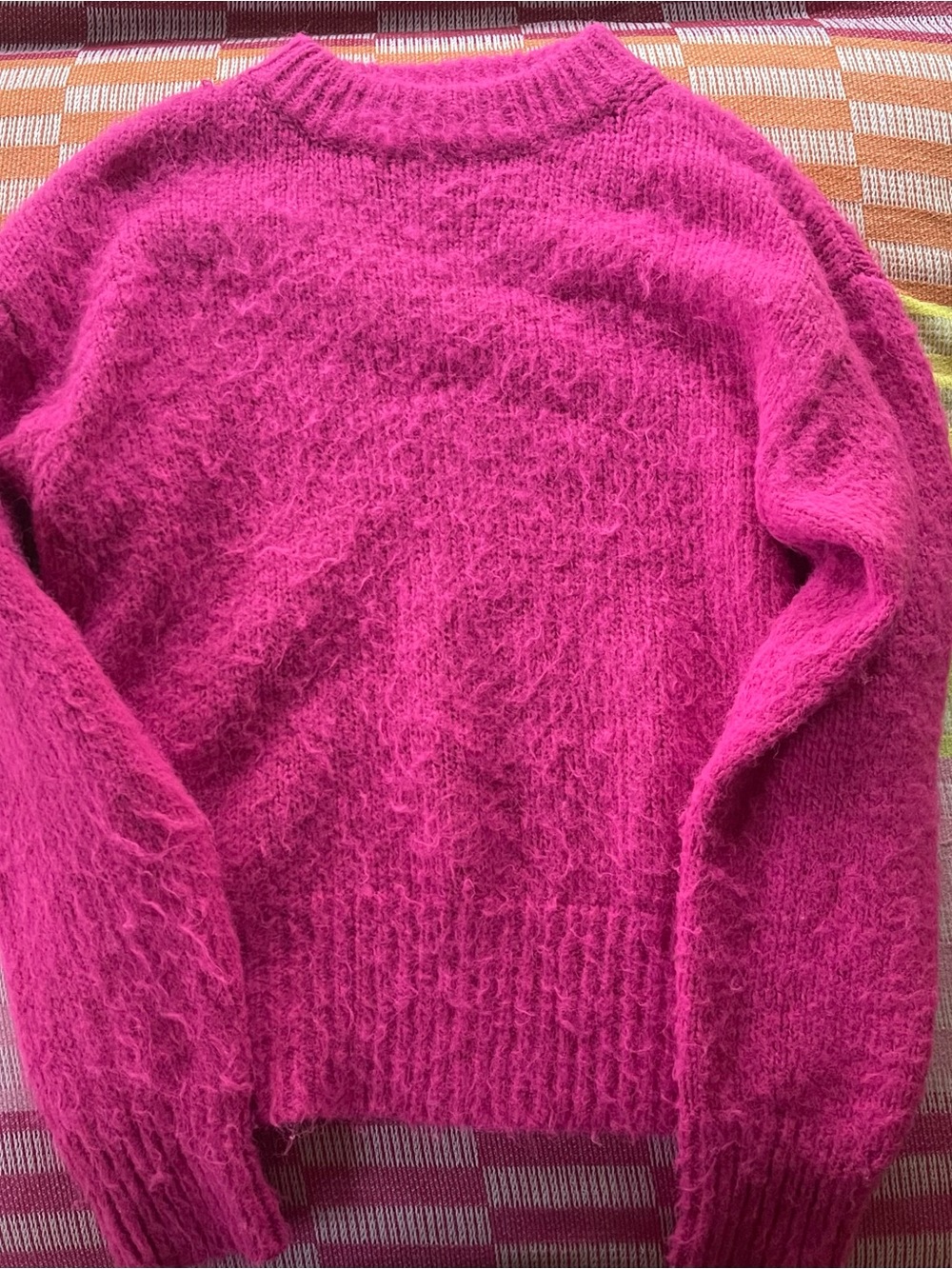 a new day Bright Fuchsia Fuzzy Crewneck Sweater